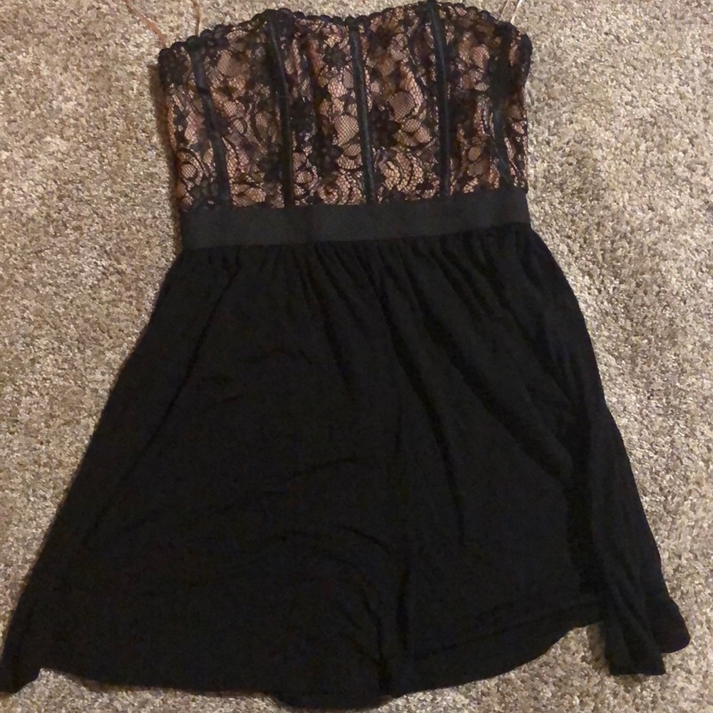 Black and nude lace top dress